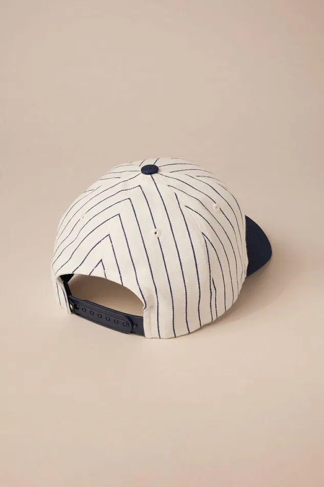 Lucky Brand Hats Pinstripe Logo Cap American Navy White 8211 WomenMen