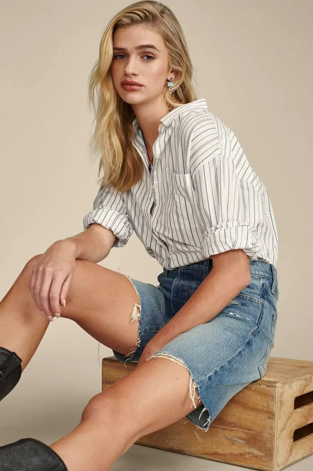Lucky Brand Jeans 90s Loose Short Thrashed Blue 8211 Women