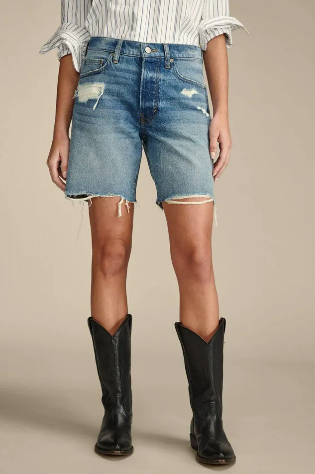 Lucky Brand Jeans 90s Loose Short Thrashed Blue 8211 Women