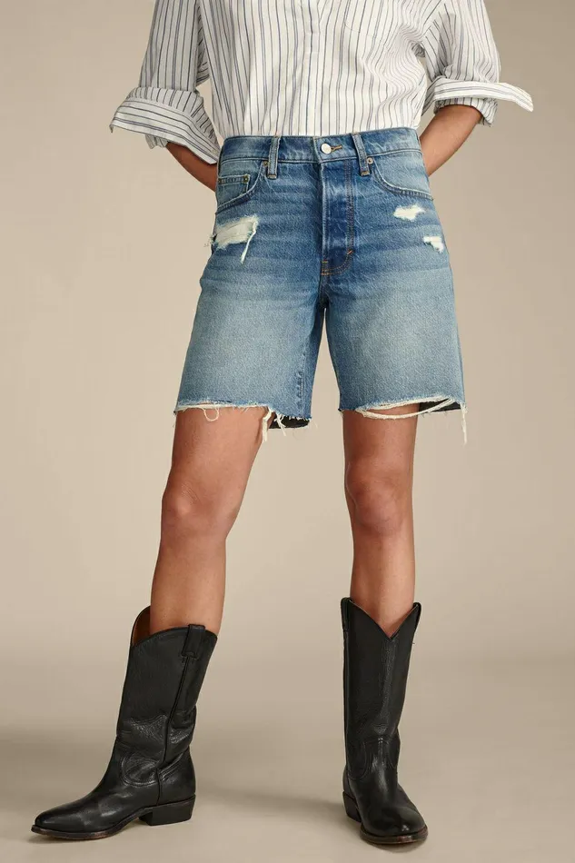 Lucky Brand Jeans 90s Loose Short Thrashed Blue 8211 Women