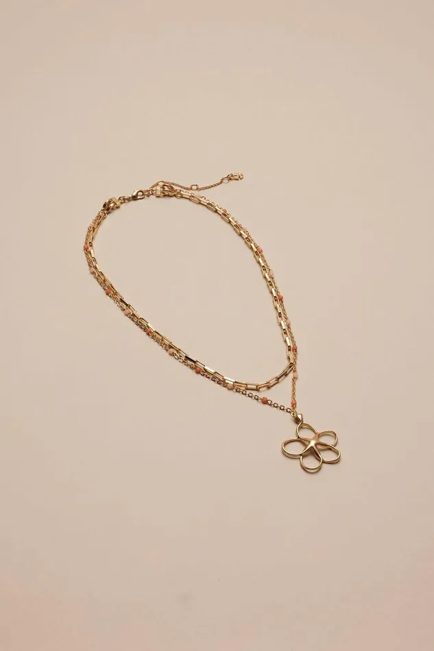 Lucky Brand Jewelry Daisy Beaded Layer Necklace Gold 8211 Women