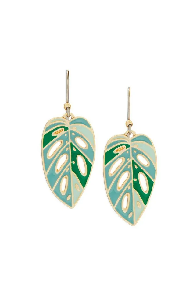 Lucky Brand Jewelry Enamel Monstera Drop Earring Gold 8211 Women