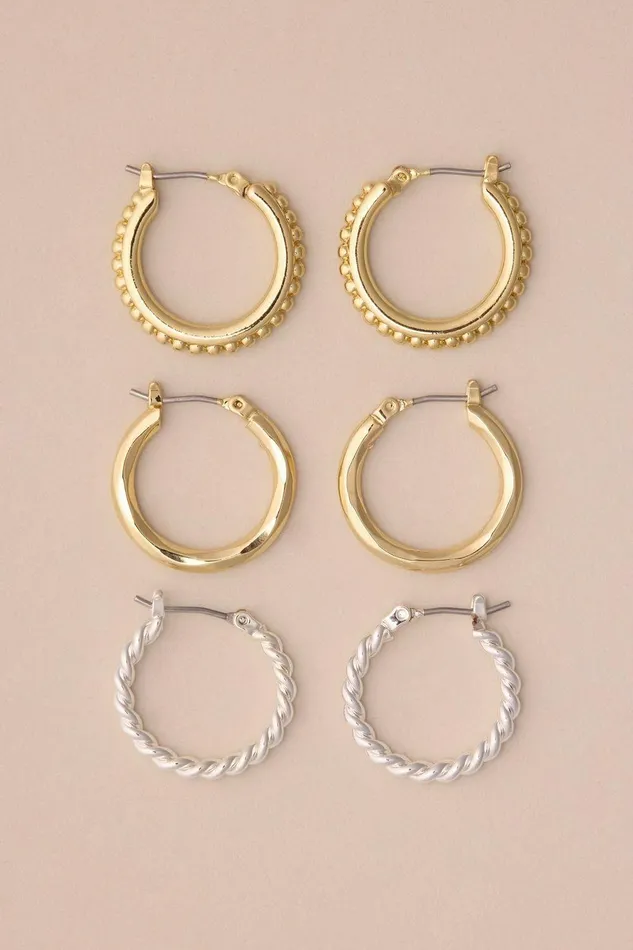 Lucky Brand Jewelry Mini Textured Hoop Sets Two Tone 8211 Women