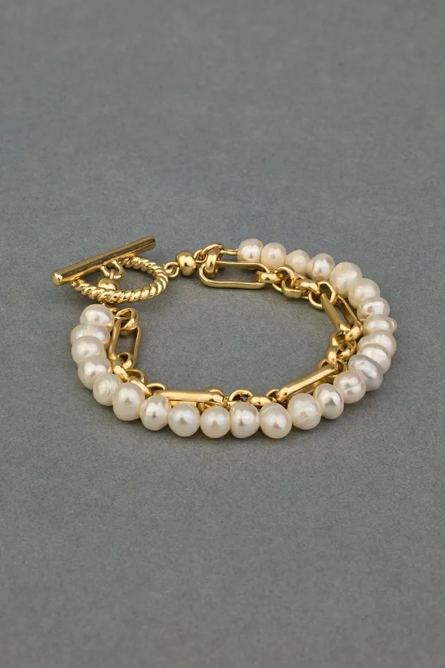 Lucky Brand Jewelry Pearl Chain Layer Toggle Bracelet Gold 8211 Women