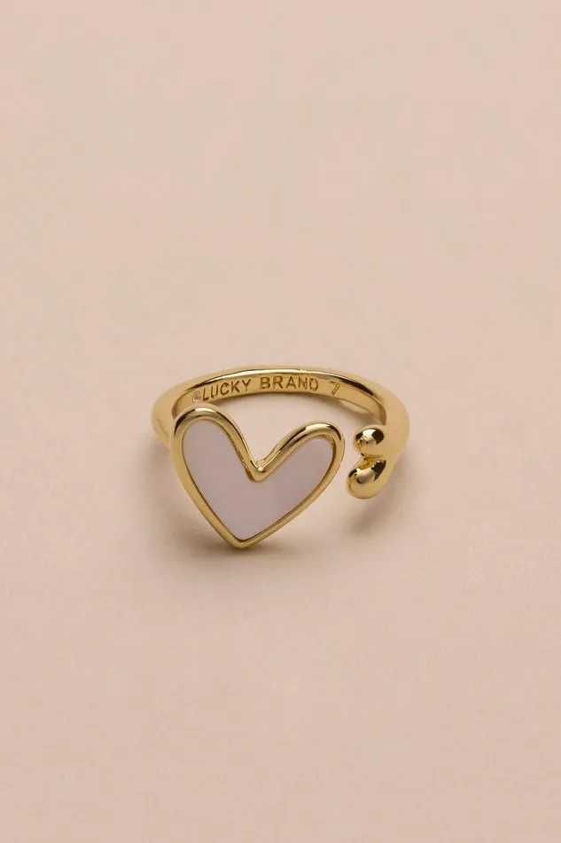 Lucky Brand Jewelry Sweet Pearl Heart Ring Gold 8211 Women