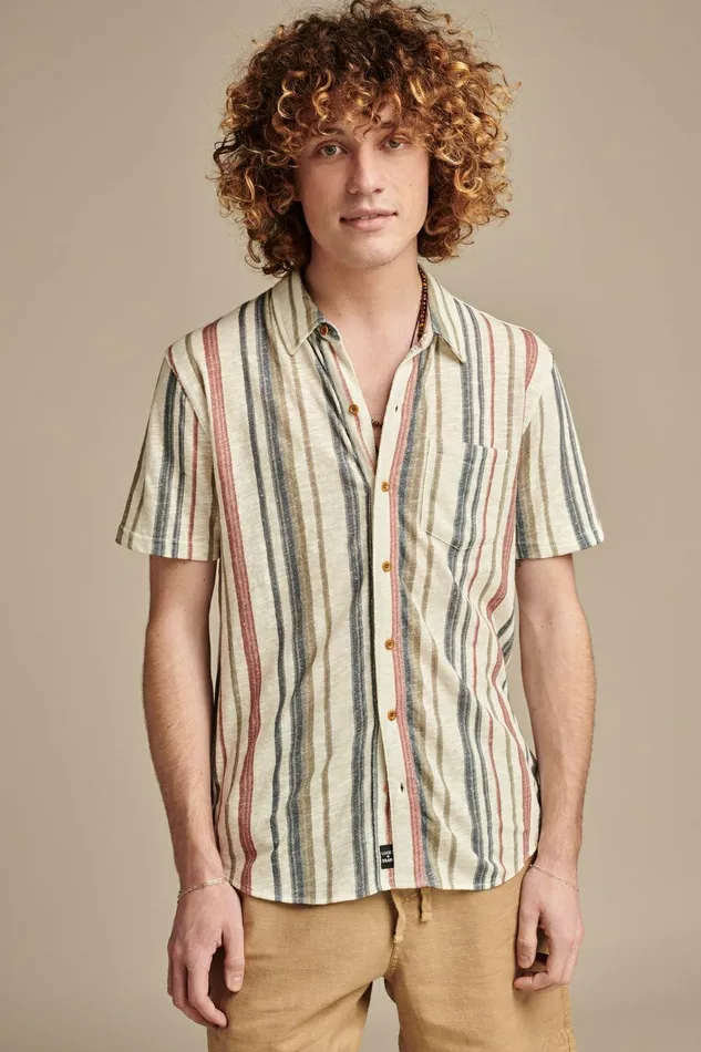 Lucky Brand Shirts and Tops Linen Short Sleeve Button Down Shirt Multi 8211 Men