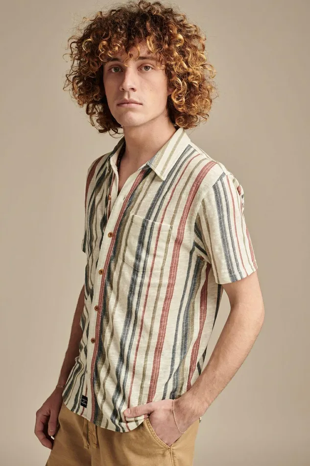 Lucky Brand Shirts and Tops Linen Short Sleeve Button Down Shirt Multi 8211 Men