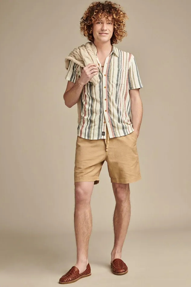 Lucky Brand Shirts and Tops Linen Short Sleeve Button Down Shirt Multi 8211 Men