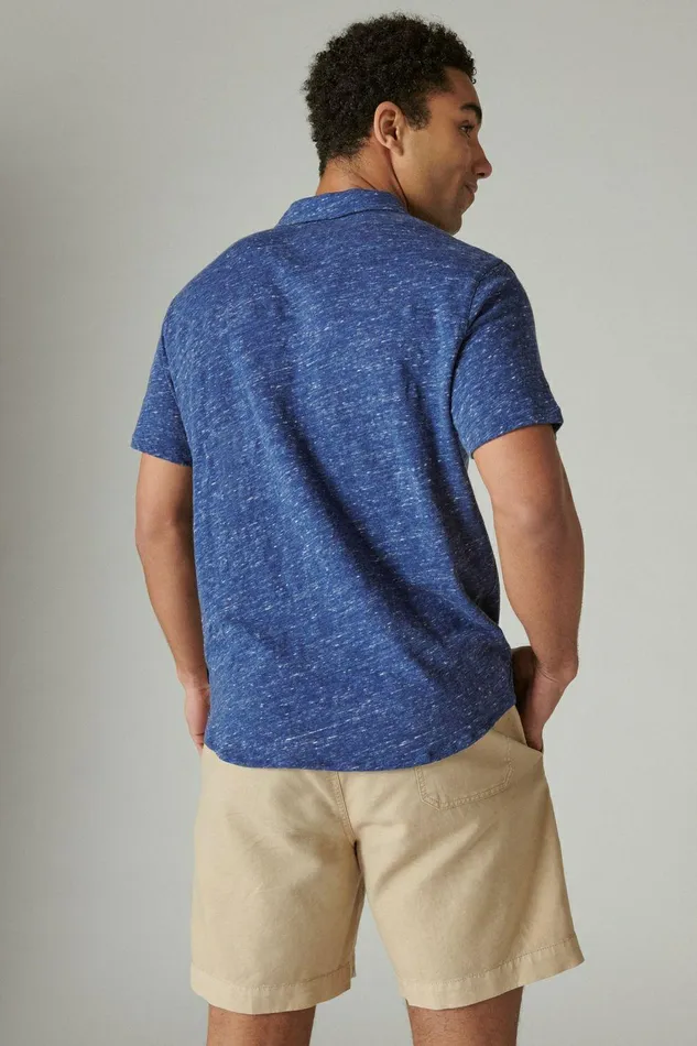 Lucky Brand Shirts and Tops Linen Short Sleeve Button Up Shirt 40065 Blue Depths 8211 Men