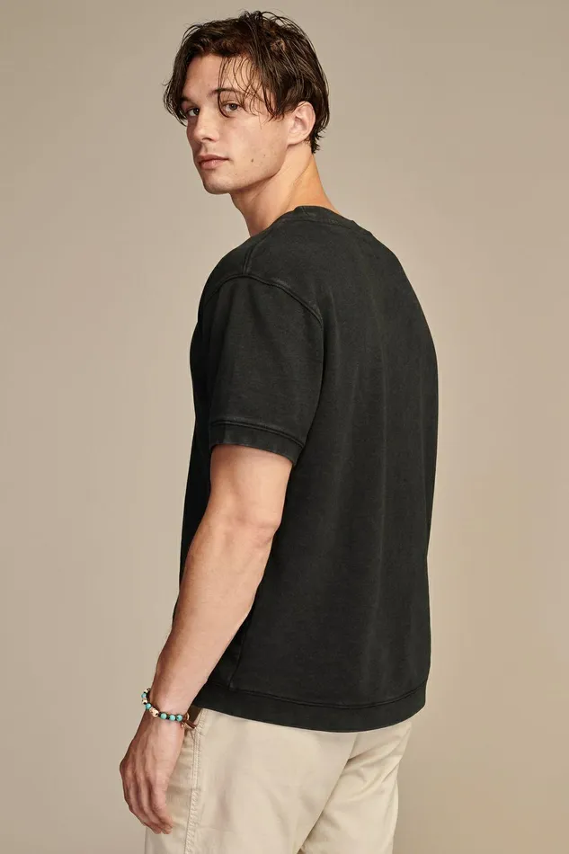 Lucky Brand Shirts and Tops Sueded Terry Short Sleeve Cardigan Jet Black 8211 Men