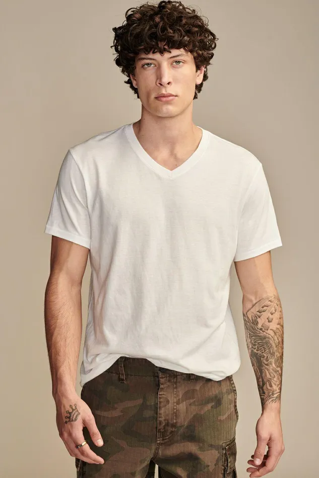 Lucky Brand Shirts and Tops Supima Short Sleeve V Neck Bright White 8211 Men