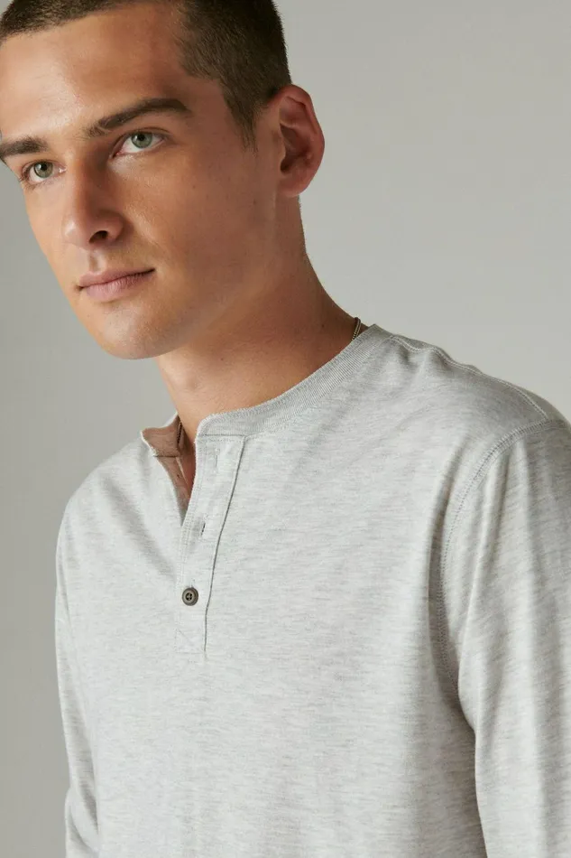Lucky Brand Shirts and Tops Tencel Long Sleeve Henley Heather Grey 8211 Men