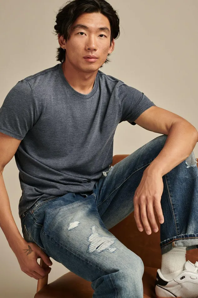Lucky Brand Shirts and Tops Venice Burnout Crew Neck Tee American Navy 8211 Men