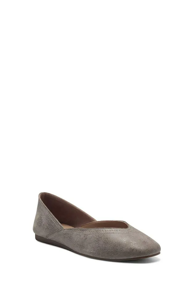 Lucky Brand Shoes Alba Leather Flat Light Grey 8211 Women