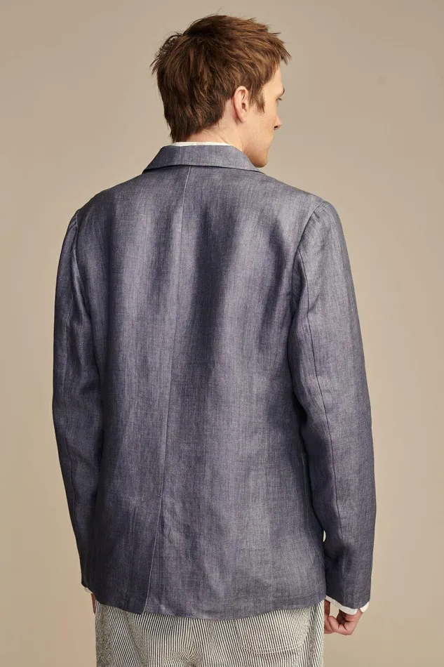 Lucky Brand Suit Separates Herringbone Linen Blazer Navy 8211 Men