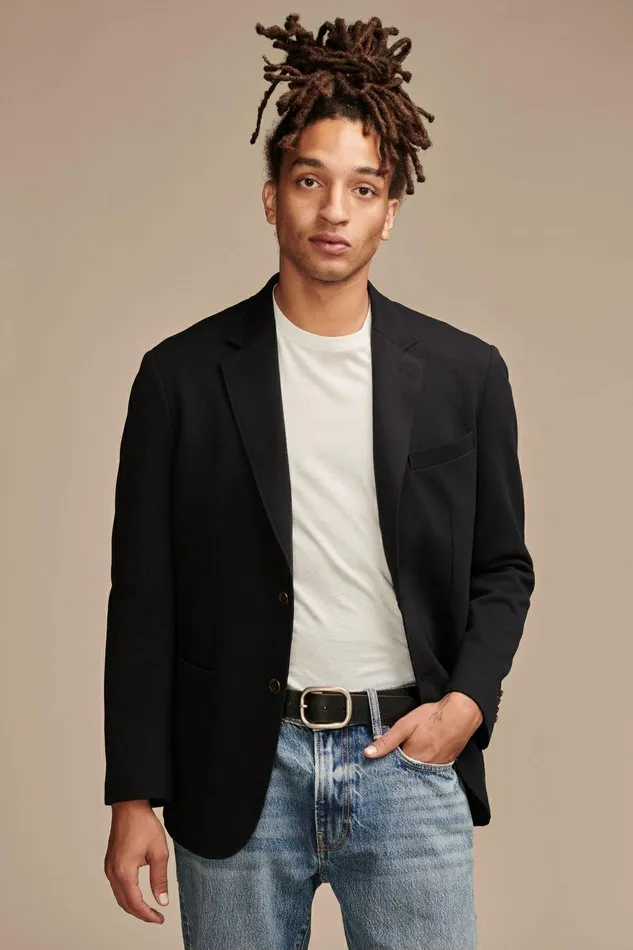 Lucky Brand Suit Separates Pique Blazer 4Way Stretch Dark Blue 8211 Men