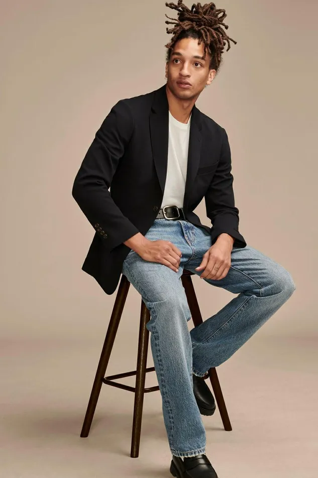 Lucky Brand Suit Separates Pique Blazer 4Way Stretch Dark Blue 8211 Men