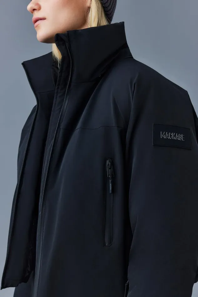 Mackage Downs and Jackets Women Amanda Stretch Down Ski Jacket With Hood Black