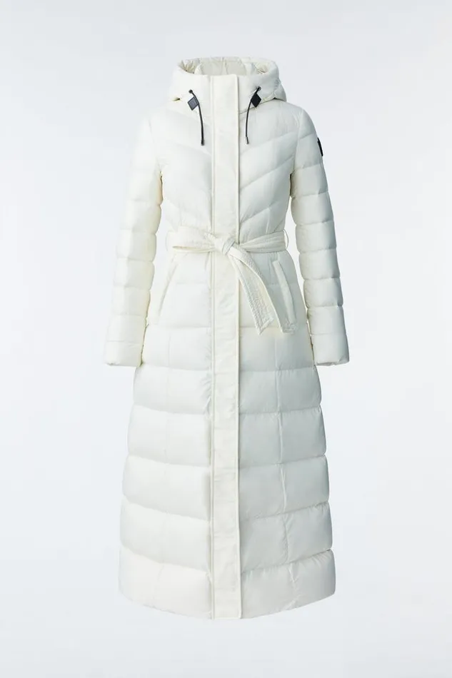 Mackage Downs and Jackets Women Calina Lustrous Light Down Maxi Coat Cream