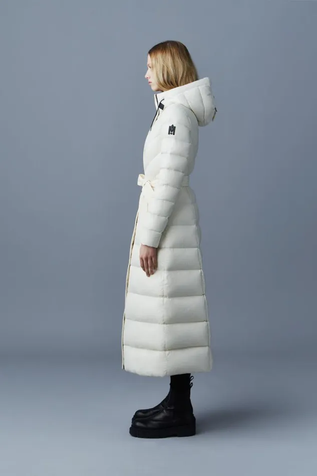 Mackage Downs and Jackets Women Calina Lustrous Light Down Maxi Coat Cream