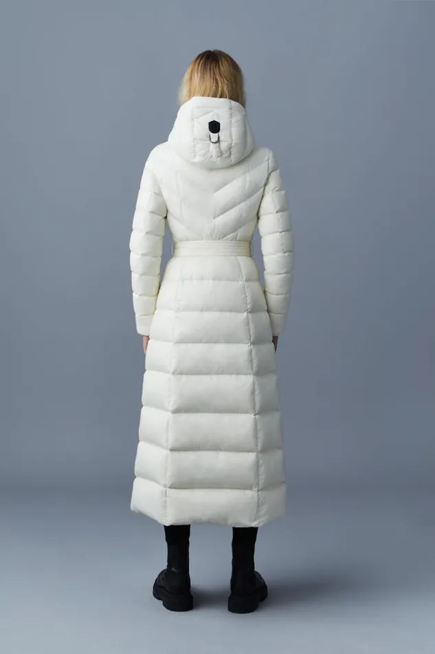 Mackage Downs and Jackets Women Calina Lustrous Light Down Maxi Coat Cream