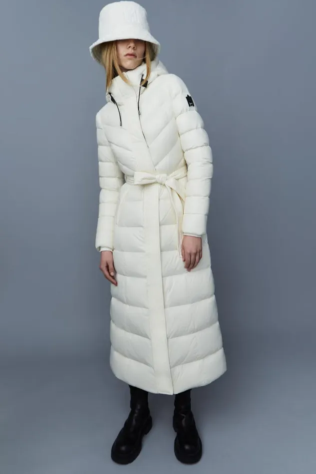 Mackage Downs and Jackets Women Calina Lustrous Light Down Maxi Coat Cream