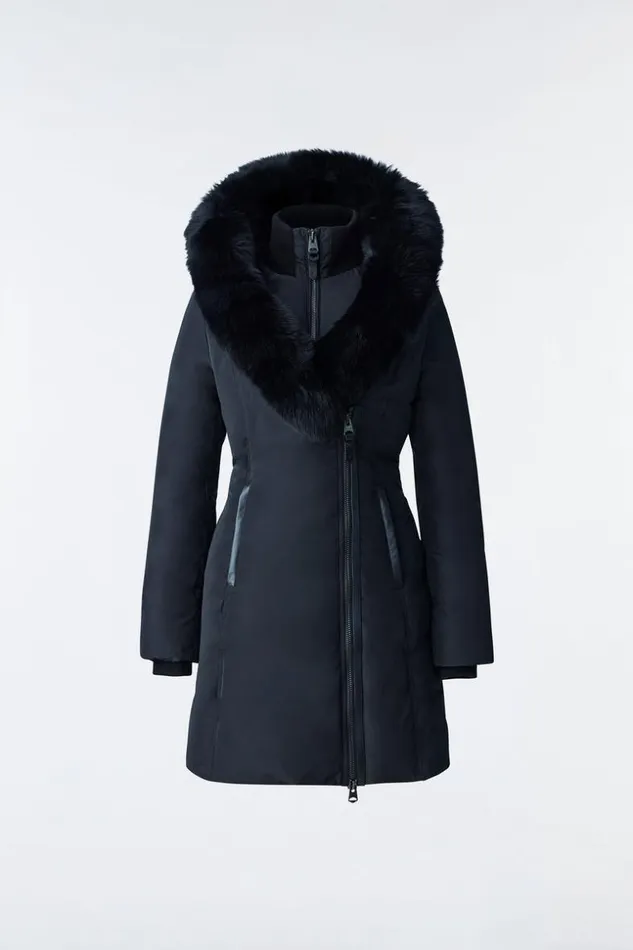 Mackage Downs and Jackets Women Kay Down Coat With Blue Fox Fur Signature Mackage Collar Black Mackage Downs and Jackets Women Kay Down Coat With Blue Fox Fur Signature Mackage Collar Black