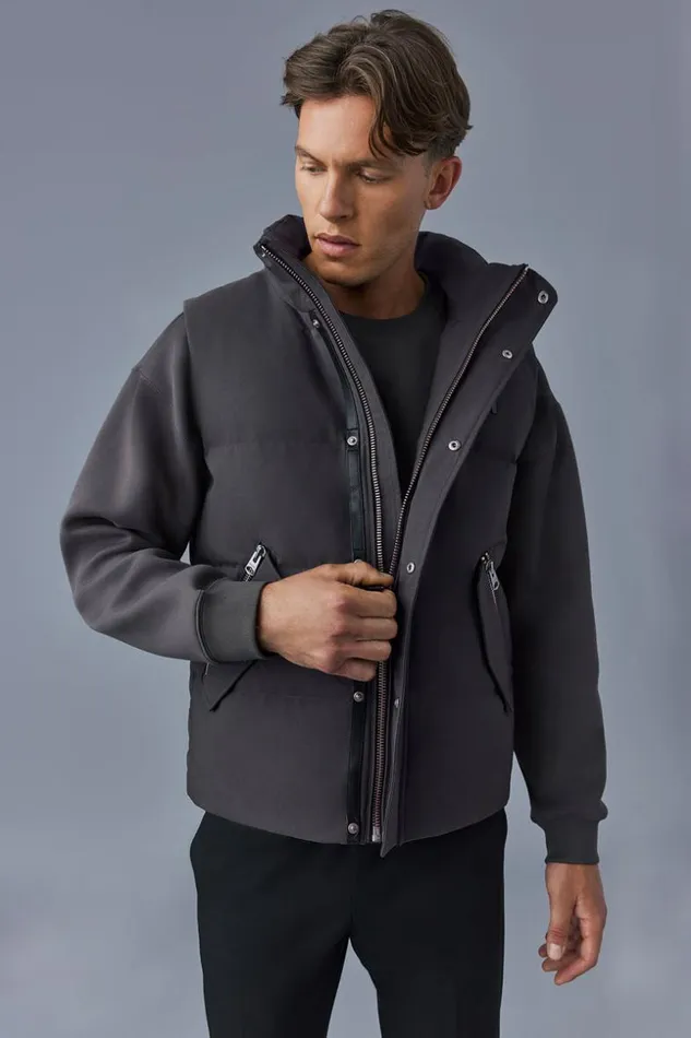 Mackage Downs and Parkas Men Joseph Nordic Tech Down Vest With Funnel Collar Carbon