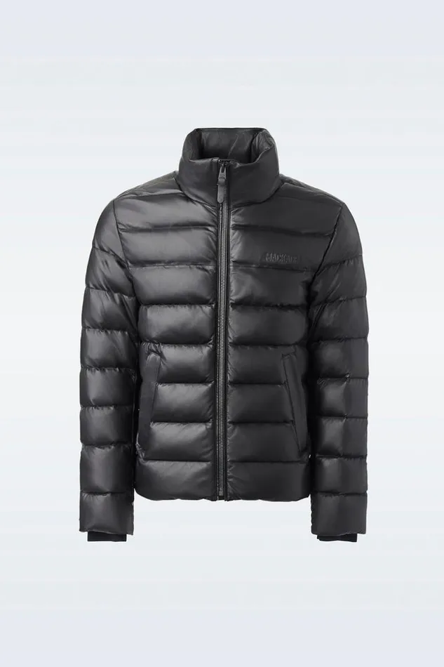 Mackage Downs and Parkas Men Ryan Leather Down Jacket With Stand Collar Black