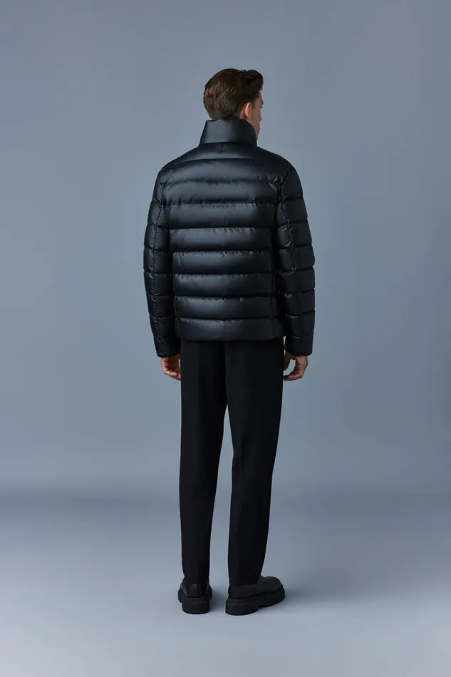 Mackage Downs and Parkas Men Ryan Leather Down Jacket With Stand Collar Black