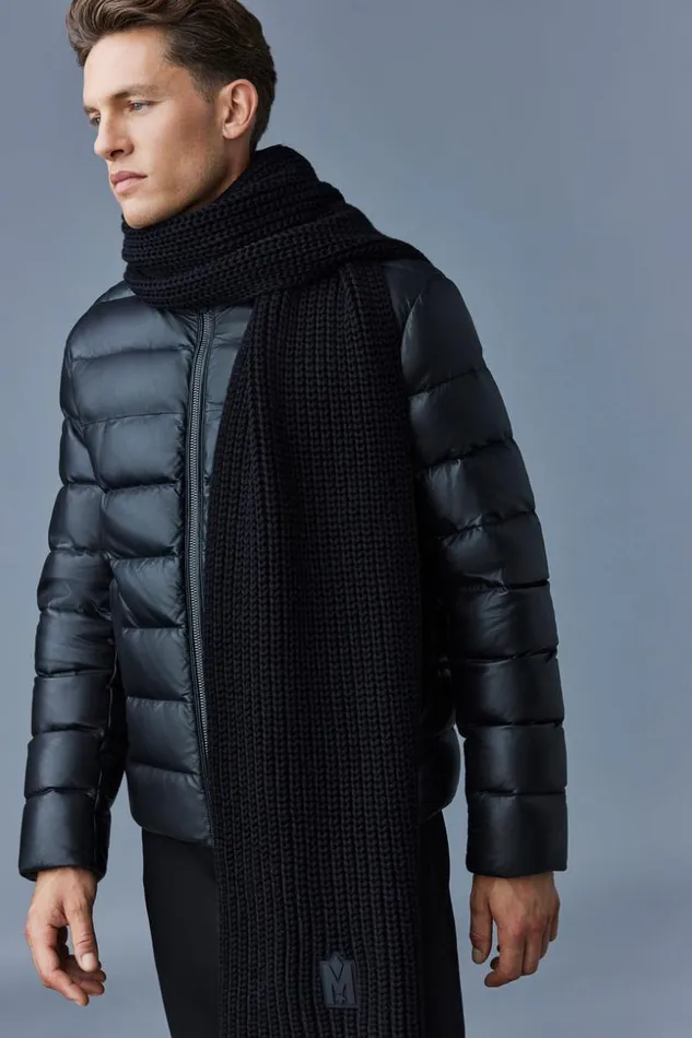 Mackage Downs and Parkas Men Ryan Leather Down Jacket With Stand Collar Black