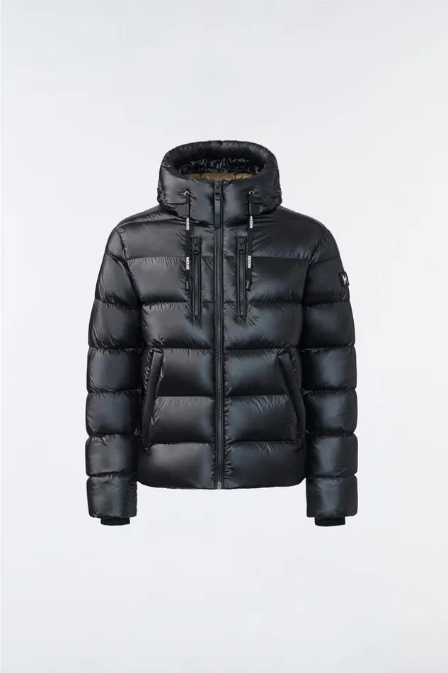 Mackage Downs and Parkas Men Victor Lustrous Light Down Jacket With Hood For Men Black