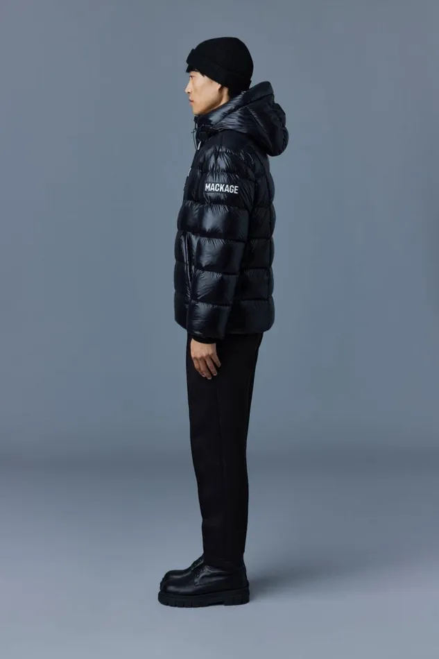 Mackage Downs and Parkas Men Victor Lustrous Light Down Jacket With Hood For Men Black
