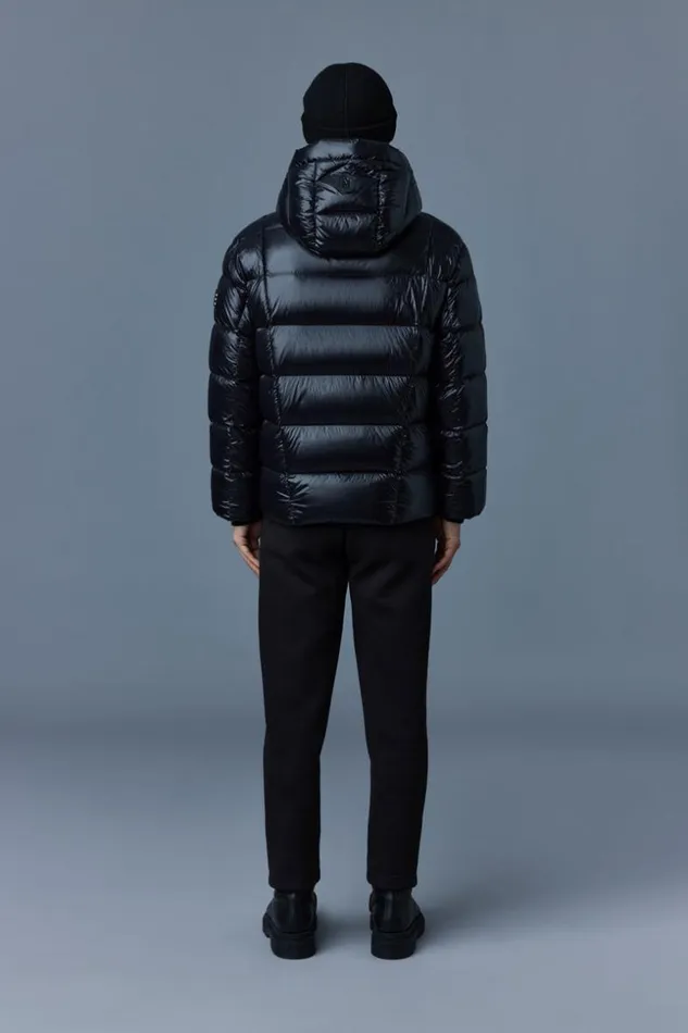 Mackage Downs and Parkas Men Victor Lustrous Light Down Jacket With Hood For Men Black