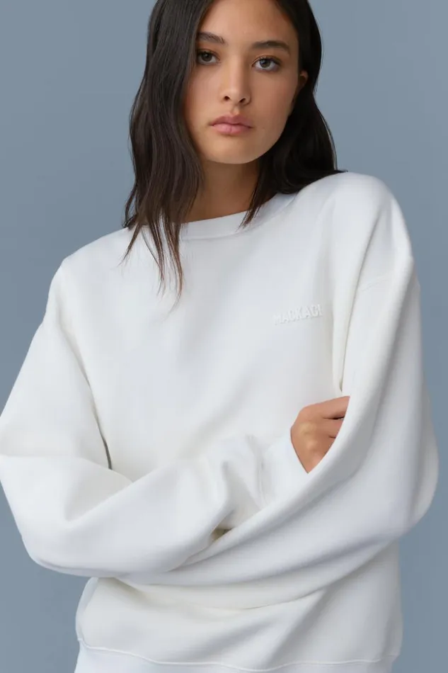Mackage Hoodies and Tops Women Julian DoubleFace Jersey Sweatshirt White