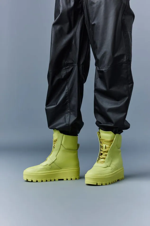 Mackage Leather Lined Boots Men EkonM Leather MidCalf LaceUp Boots Pale Lime