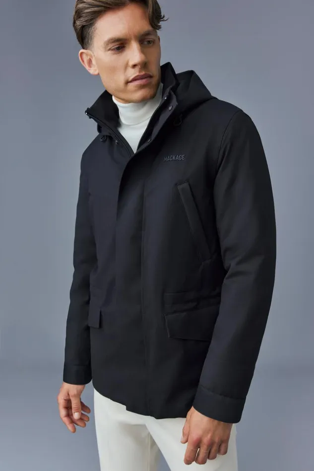 Mackage Light Down Jackets Men MorrisCity Light Down Twill Parka Black