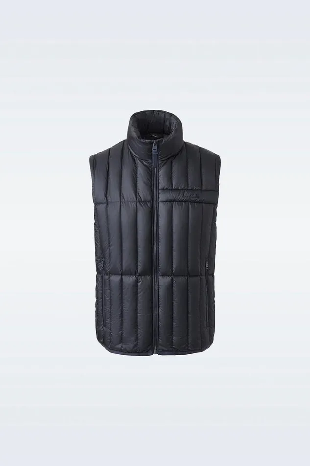 Mackage Light Down Jackets Men Patrick Translucent Ripstop Light Down Vest With Funnel Collar Navy Mackage Light Down Jackets Men Patrick Translucent Ripstop Light Down Vest With Funnel Collar Navy