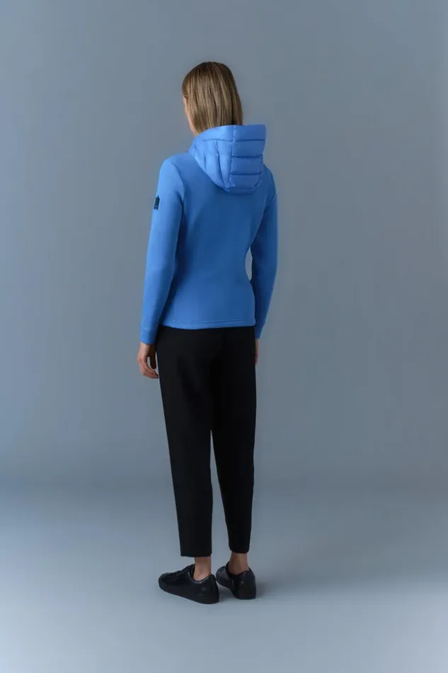 Mackage Light Down Jackets Women DellaR Hybrid Jacket With Hood Celestial Blue