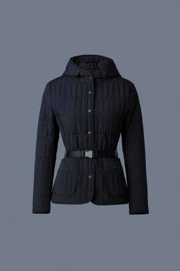 Mackage Light Down Jackets Women Raja Light Down Vertical Quilted Jacket Black