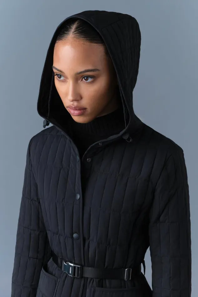 Mackage Light Down Jackets Women Raja Light Down Vertical Quilted Jacket Black