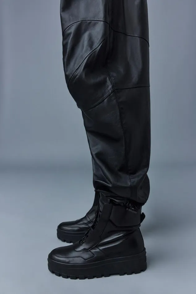 Mackage Pants and Shorts Men Isak Supple Leather Pants With Articulated Knees Black