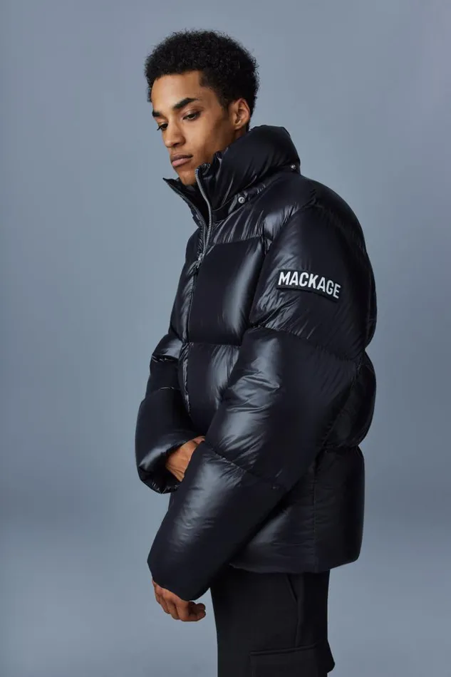 Mackage Puffer Men KentZ Lustrous Light Down Jacket With Hood Black