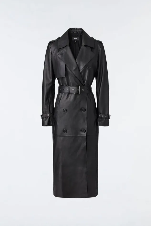Mackage Trenches and Raincoats Women GaelZ Leather Trench Coat With Belt Black