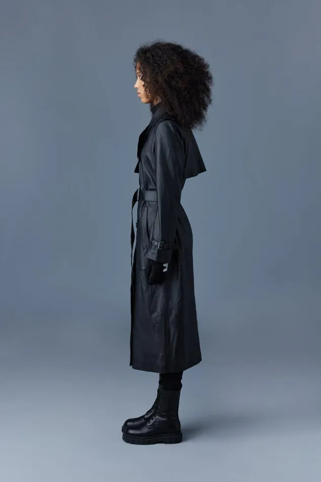 Mackage Trenches and Raincoats Women GaelZ Leather Trench Coat With Belt Black
