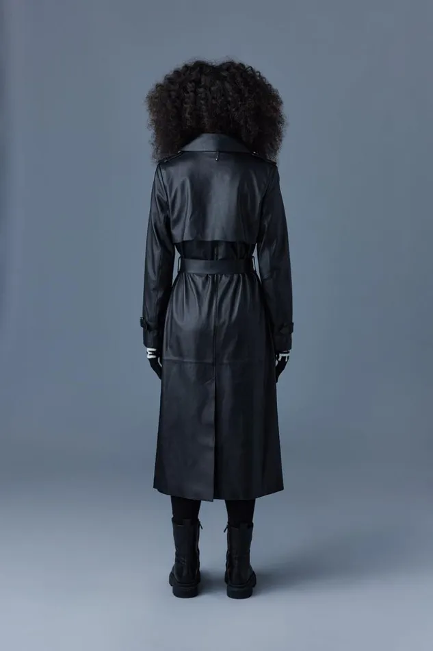 Mackage Trenches and Raincoats Women GaelZ Leather Trench Coat With Belt Black