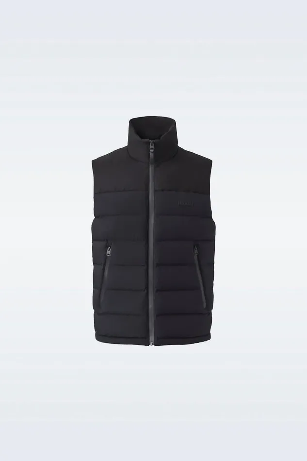 Mackage Vests Men BobbieCity Agile360 Stretch Light Down Vest With Stand Collar Black