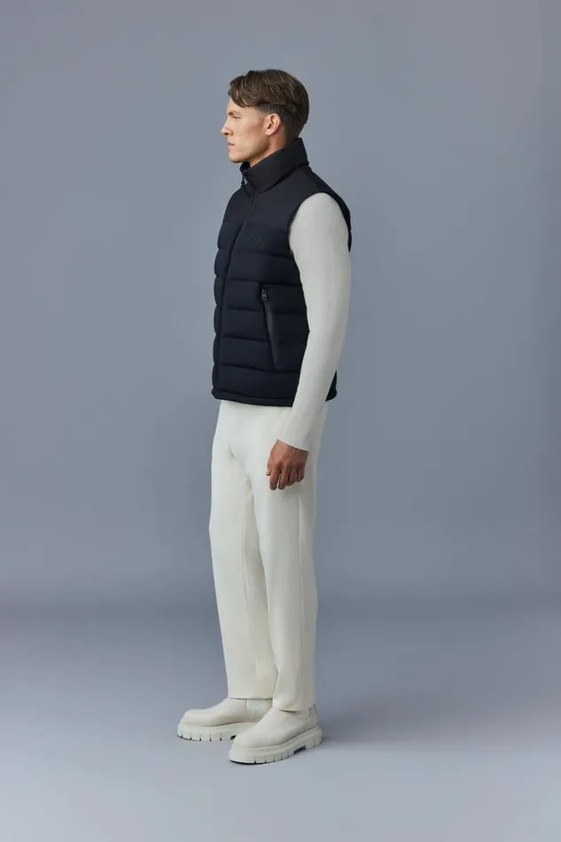 Mackage Vests Men BobbieCity Agile360 Stretch Light Down Vest With Stand Collar Black