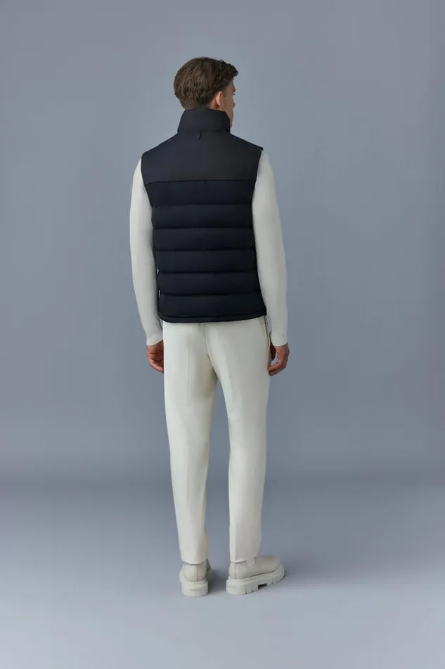 Mackage Vests Men BobbieCity Agile360 Stretch Light Down Vest With Stand Collar Black