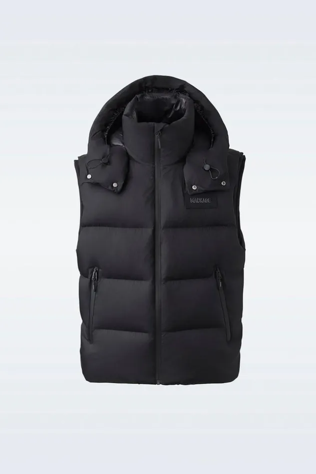 Mackage Vests Men Hugh Down Vest With Removable Hood Black